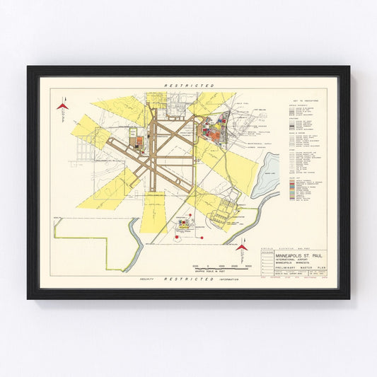 Vintage Map of Minneapolis St. Paul International Airport, 1951