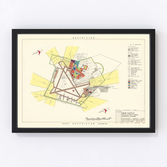 Vintage Map of New Castle Municipal County Airport, 1951