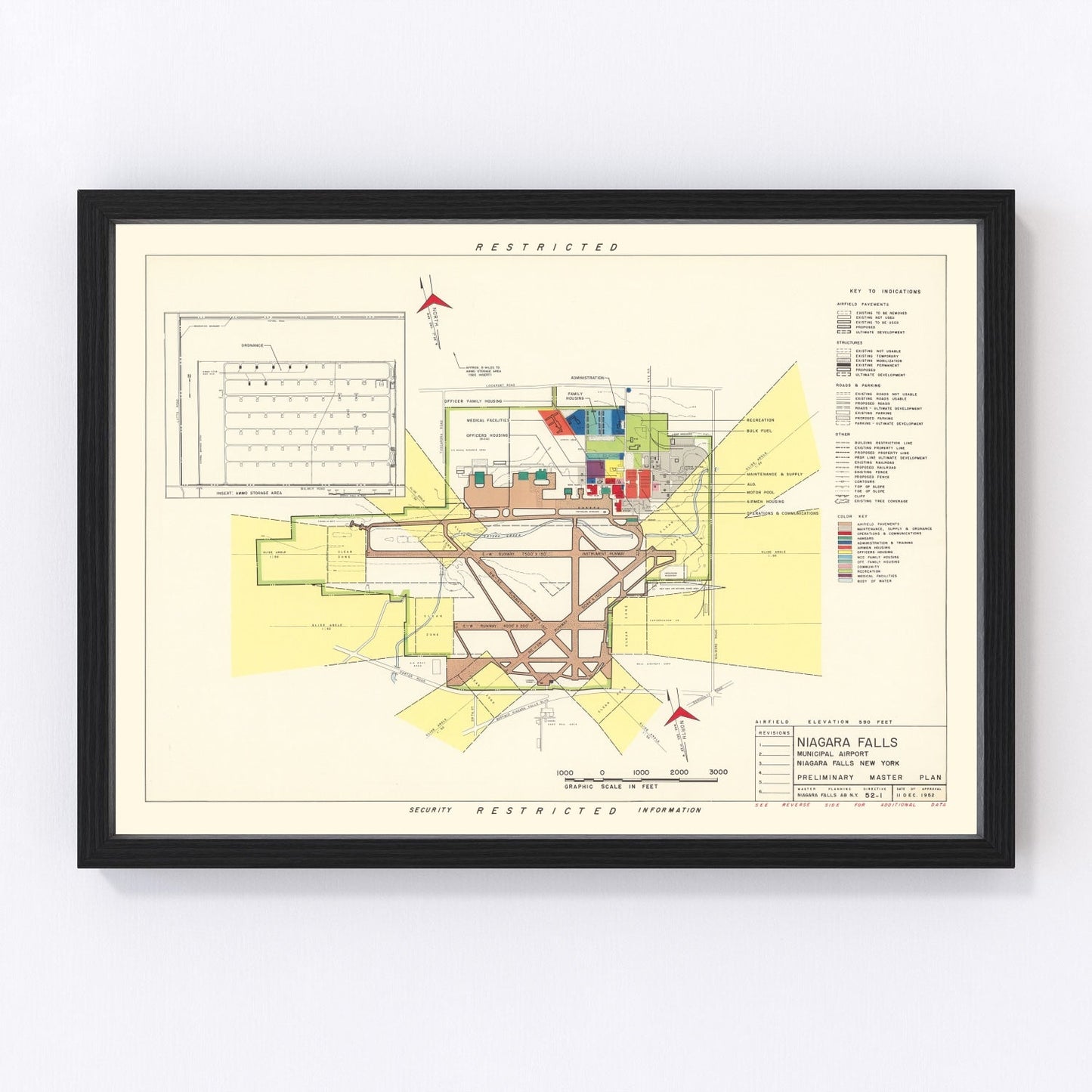 Vintage Map of Niagara Municipal Airport, 1952
