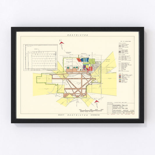 Vintage Map of Niagara Municipal Airport, 1952