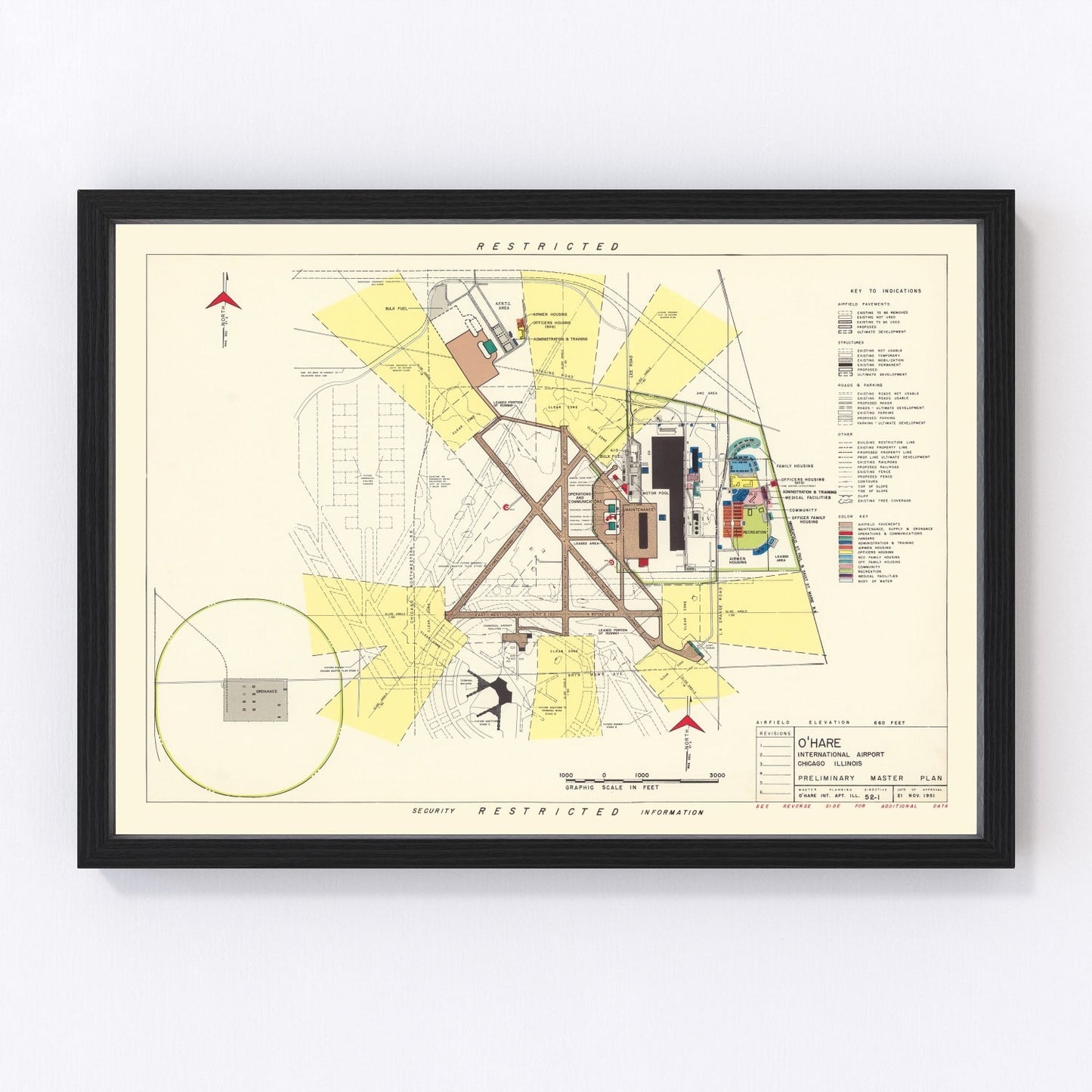 Vintage Map of O'Hare International Airport, 1951