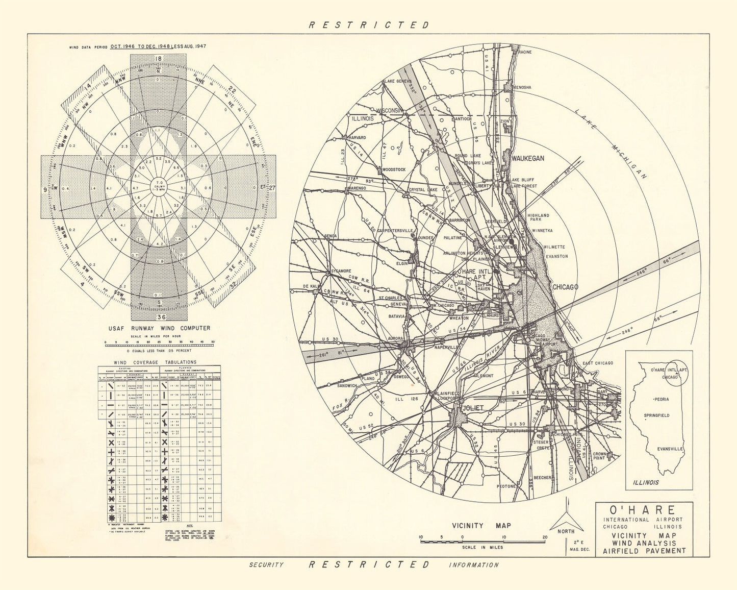 Vintage Map of the O'Hare International Airport Vicinity, 1951