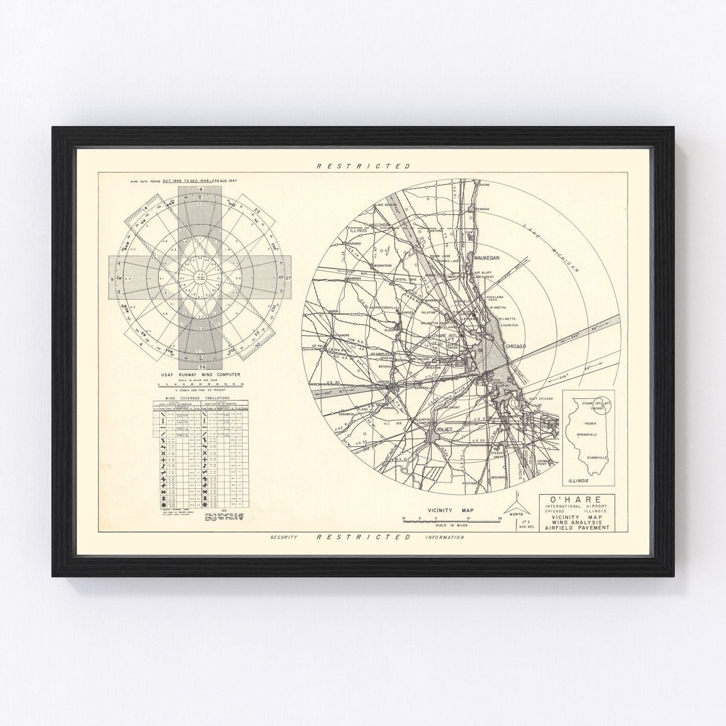 Vintage Map of the O'Hare International Airport Vicinity, 1951
