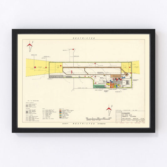 Vintage Map of Oxnard Air Force Base " Camarillo California, 1951