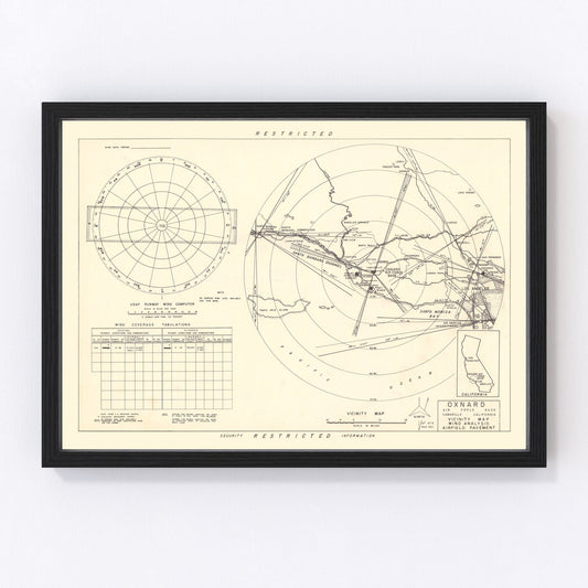 Vintage Map of the Oxnard Air Force Base " Camarillo California Vicinity, 1951