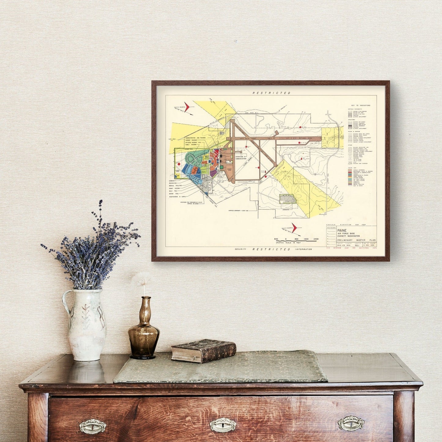 Vintage Map of Paine Air Fore Base, 1952