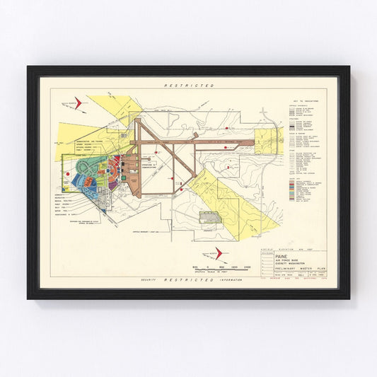 Vintage Map of Paine Air Fore Base, 1952