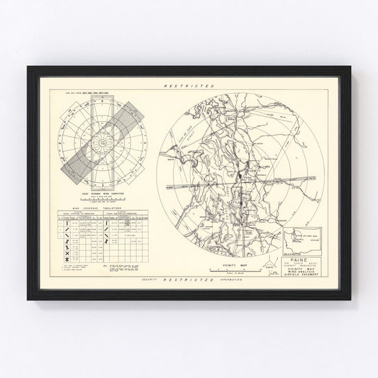 Vintage Map of the Paine Air Fore Base Vicinity, 1952
