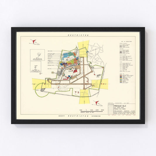 Vintage Map of Presque Isle Air Fore Base, 1952