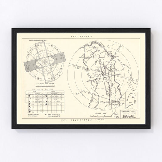 Vintage Map of the Presque Isle Air Fore Base Vicinity, 1952