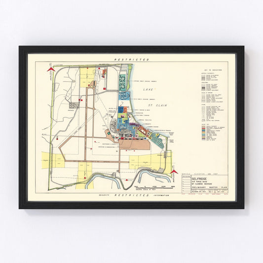 Vintage Map of Selfridge Air Fore Base, 1952