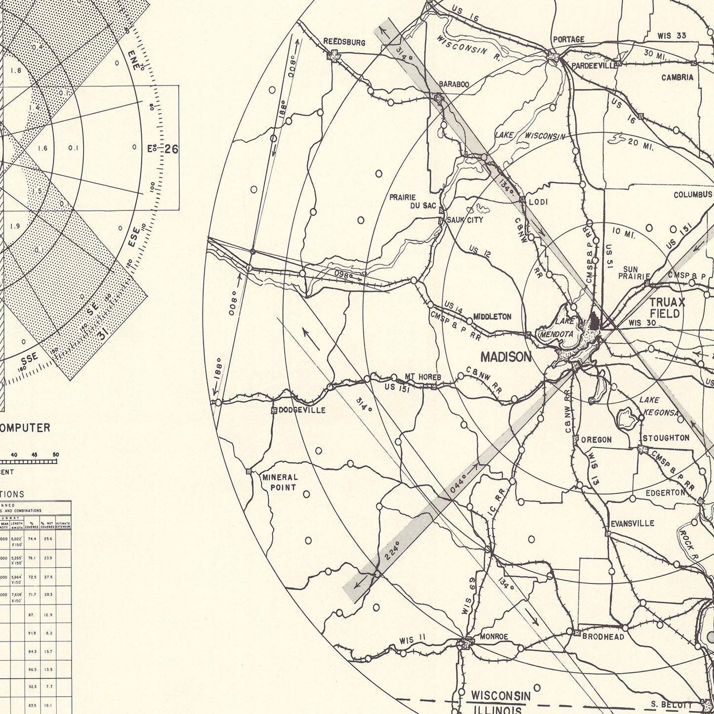 Vintage Map of the Traux field Vicinity, 1952