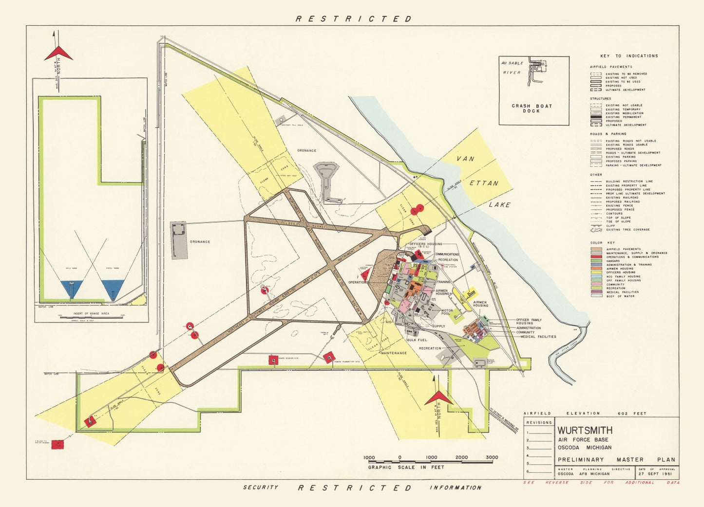 Vintage Map of Wurtsmith Air Force Base, 1952