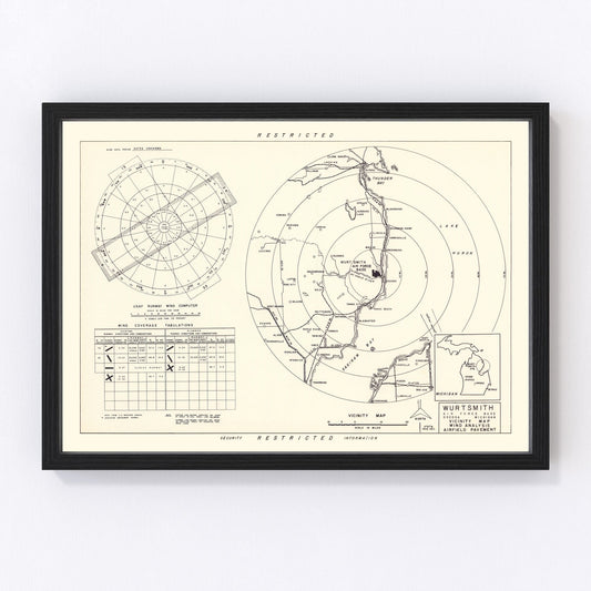 Vintage Map of the Wurtsmith Air Force Base Vicinity, 1952