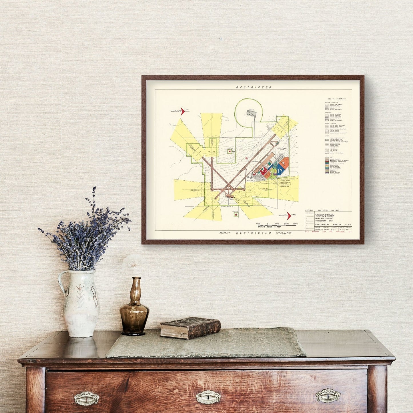 Vintage Map of Youngstown Municipal Airport, 1951