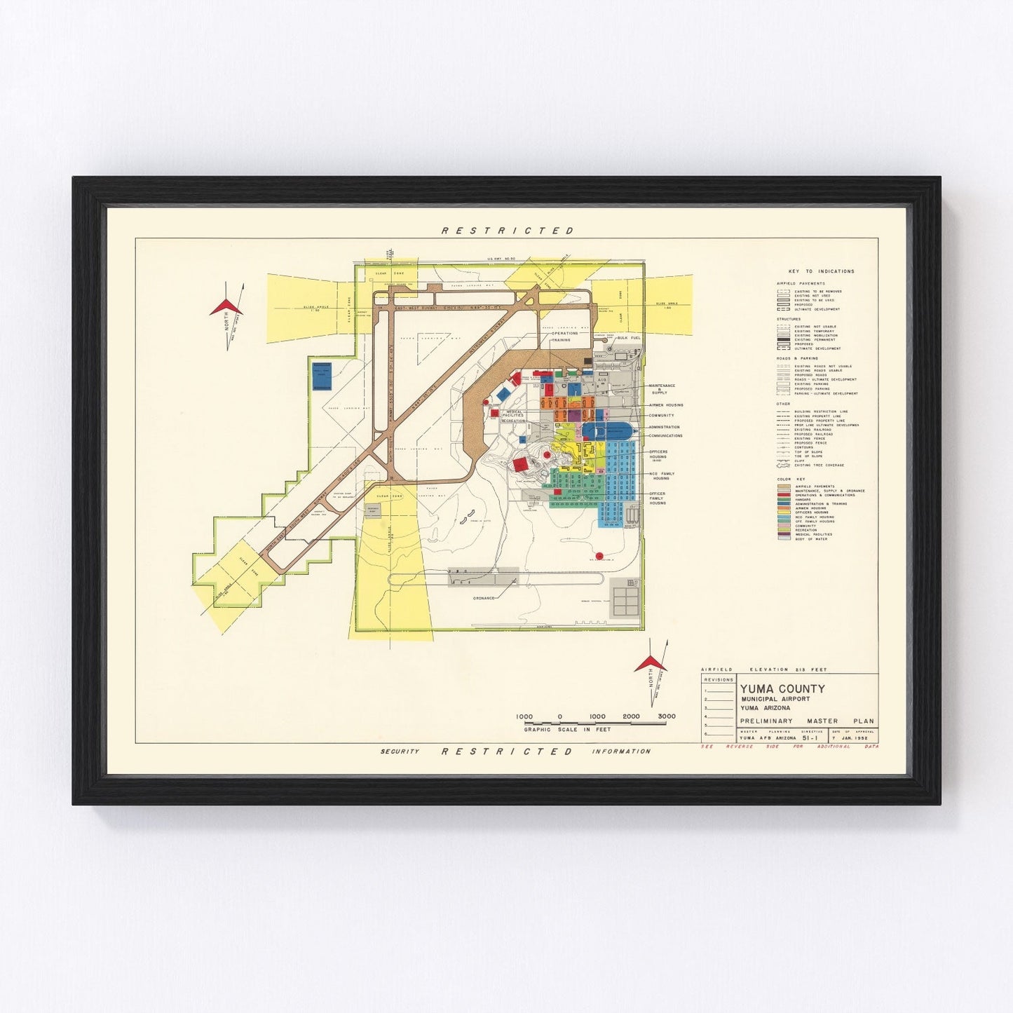 Vintage Map of Yuma County Municipal Airport, 1952