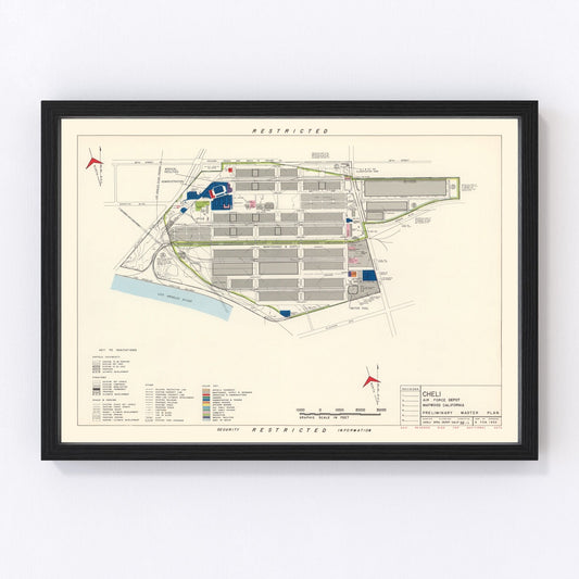 Vintage Map of Cheli Air Force Depot, 1952