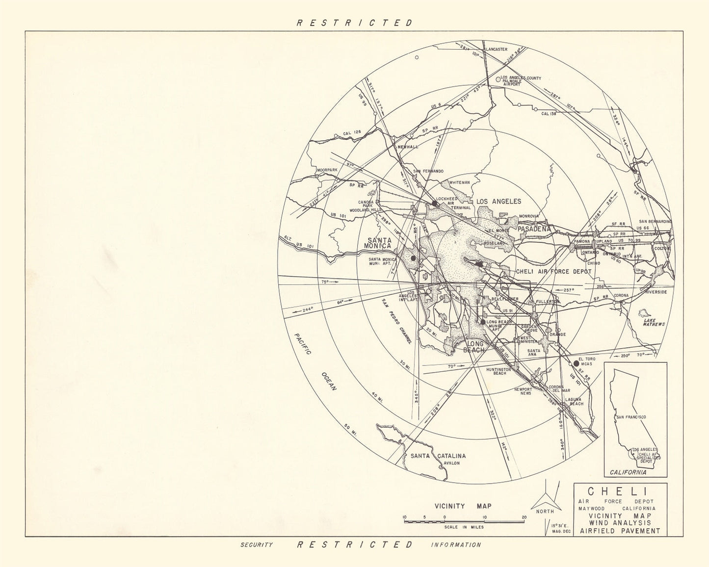 Vintage Map of the Cheli Air Force Depot Vicinity, 1952