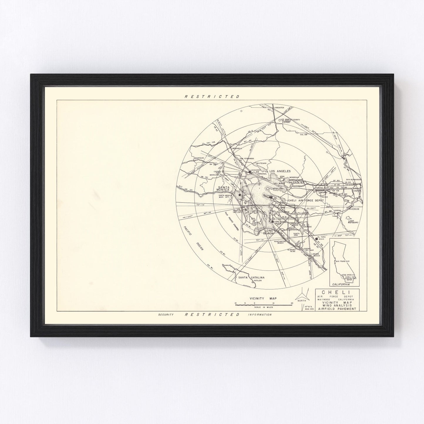 Vintage Map of the Cheli Air Force Depot Vicinity, 1952