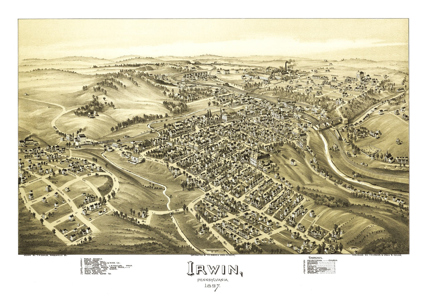 Vintage Map of Irwin, Pennsylvania 1897