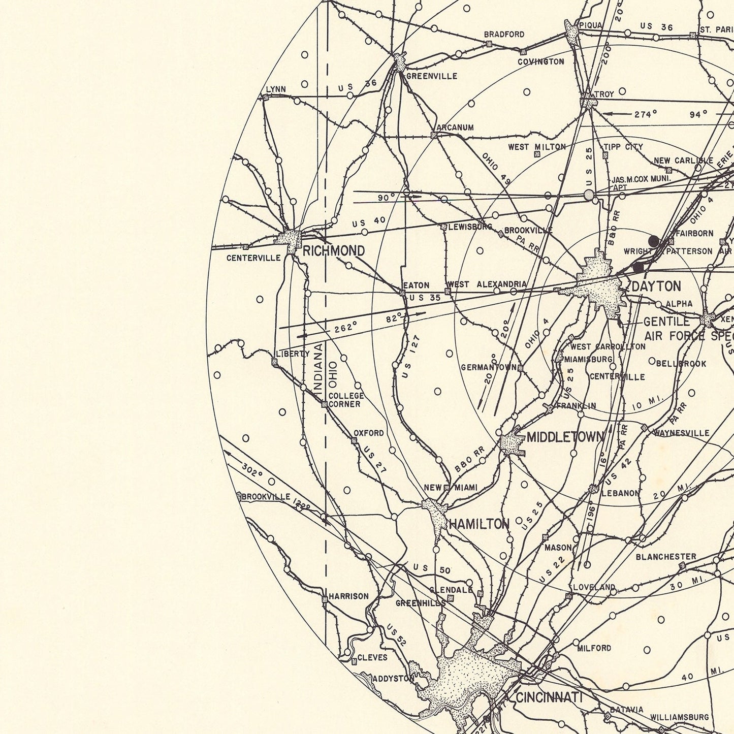 Vintage Map of the Gentile Specialized Air Force Depot Vicinity, 1952