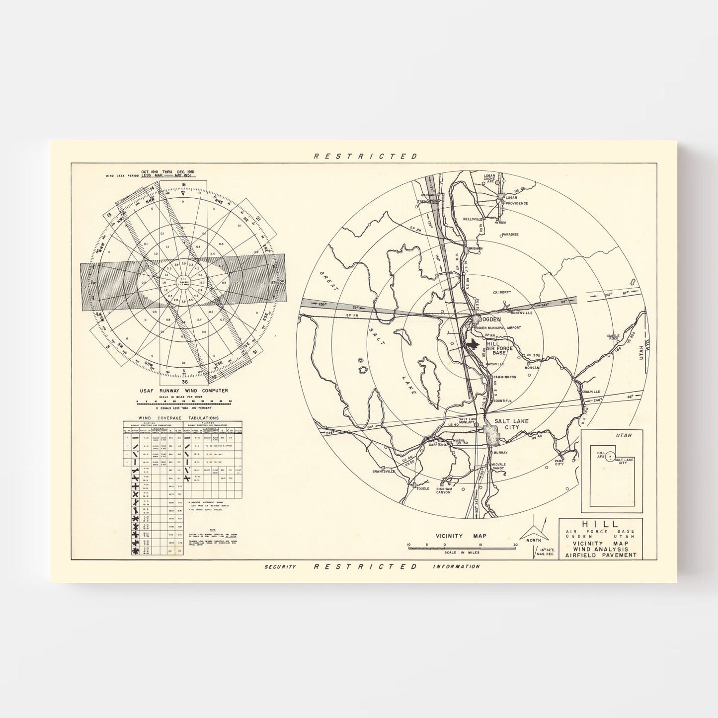 Vintage Map of the Hill Air Force Base Vicinity, 1952