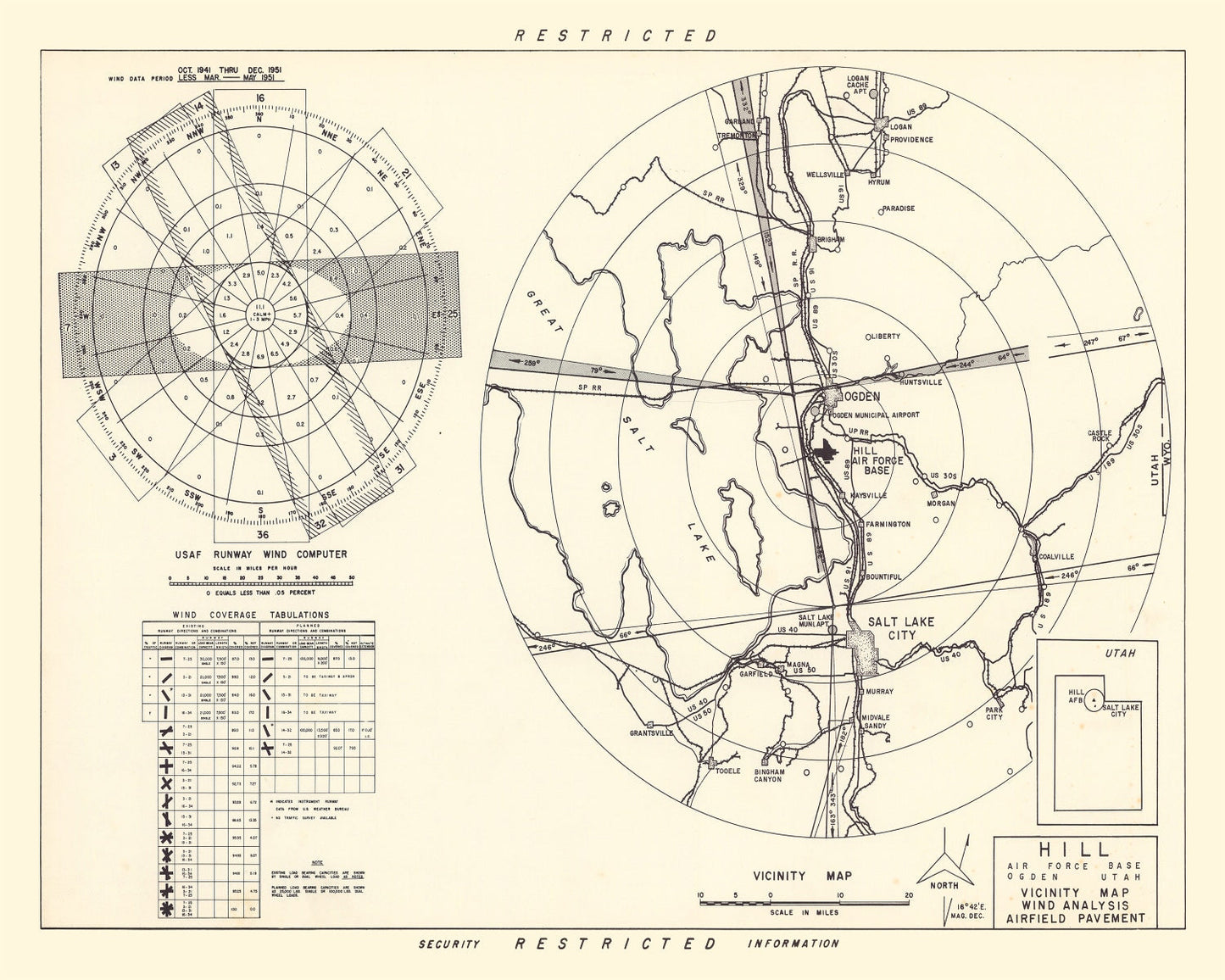 Vintage Map of the Hill Air Force Base Vicinity, 1952