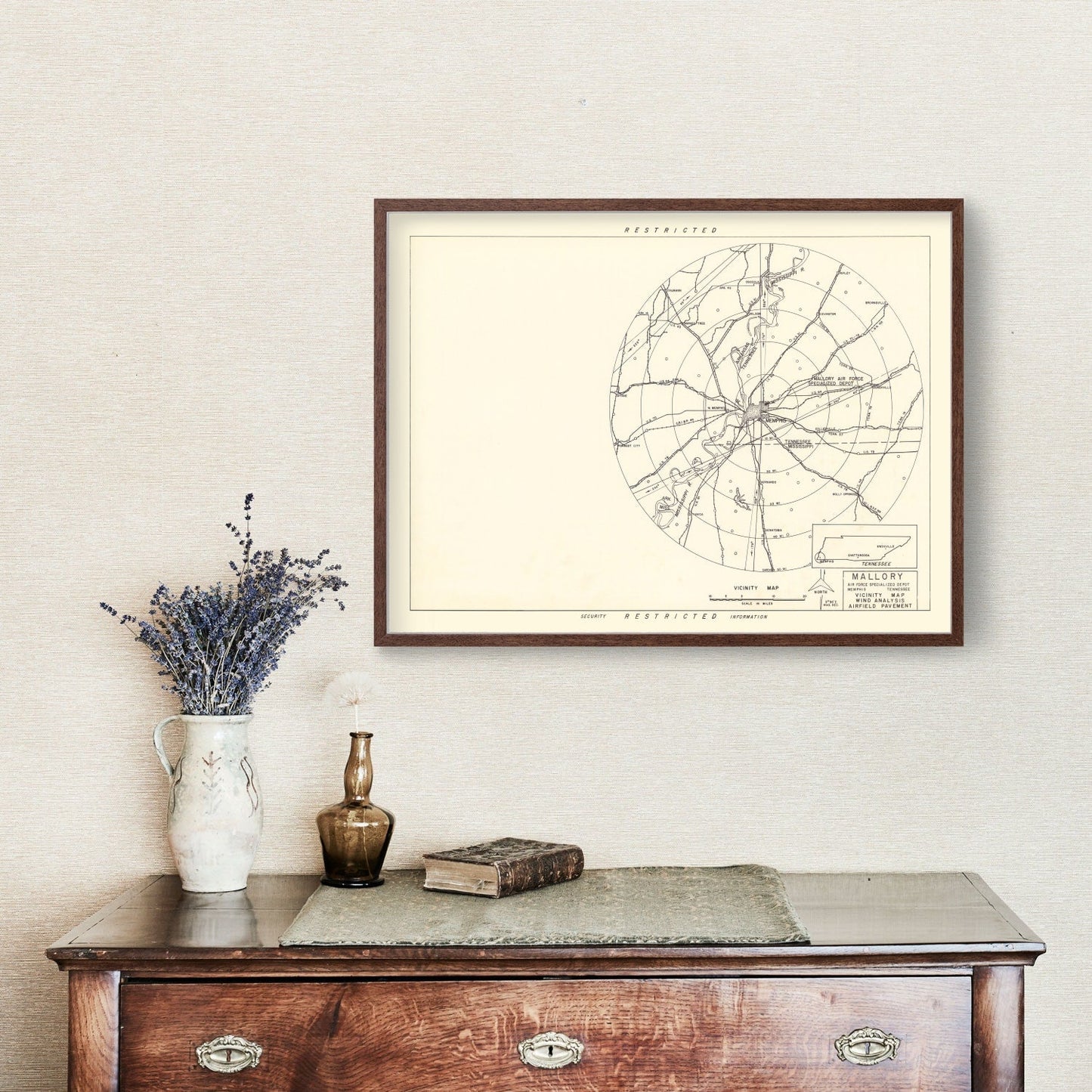 Vintage Map of the Mallory Specialized Air Force Depot Vicinity, 1952