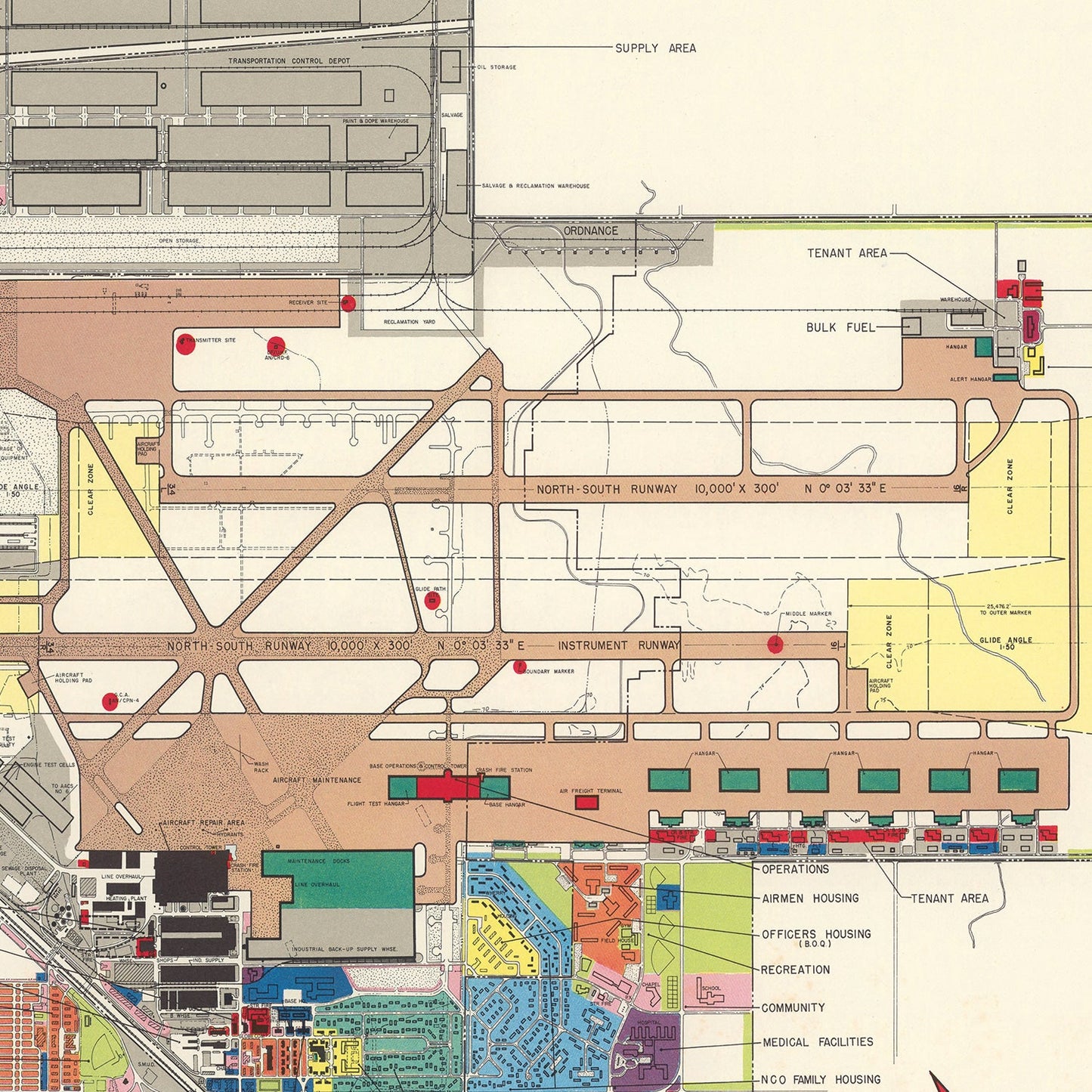 Vintage Map of McClellan Air Force Base, 1952