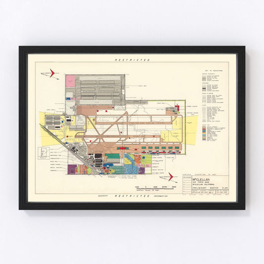 Vintage Map of McClellan Air Force Base, 1952