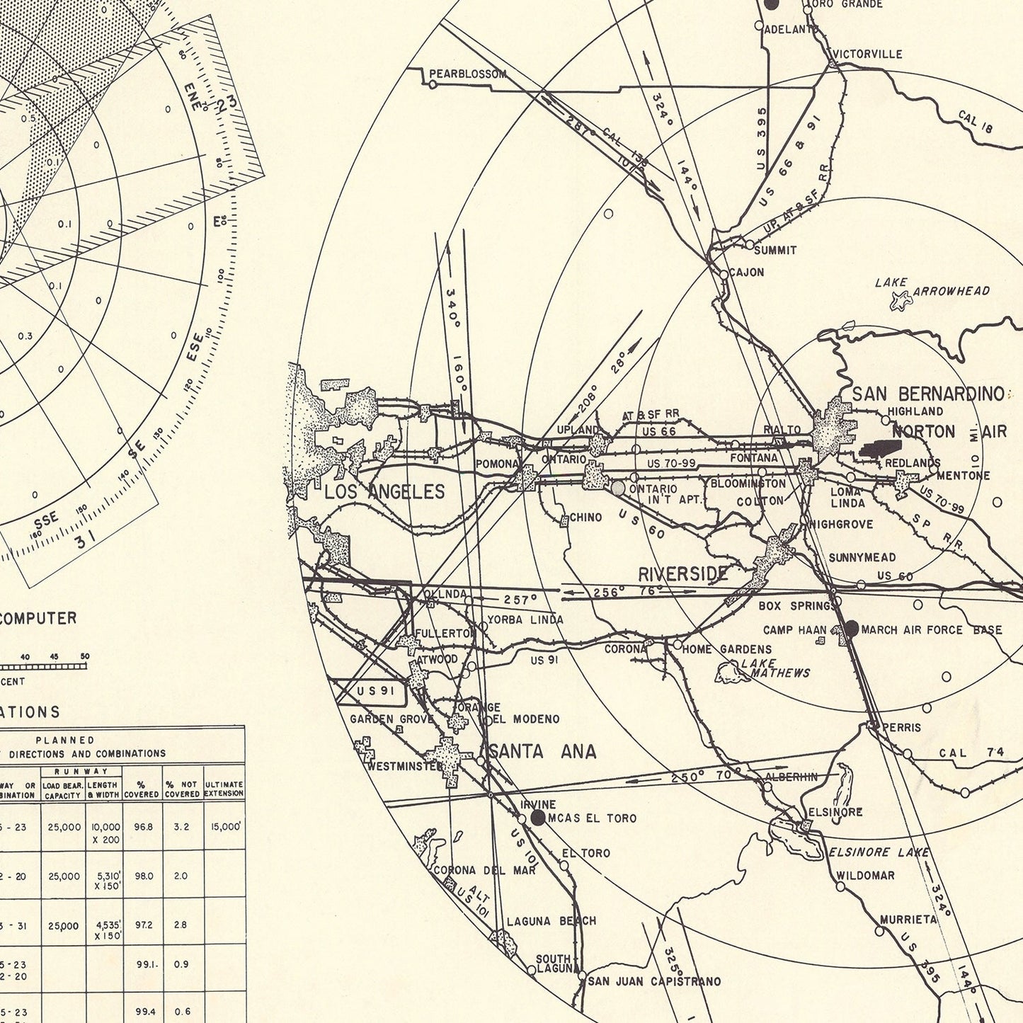 Vintage Map of the Norton Air Force Base Vicinity, 1952