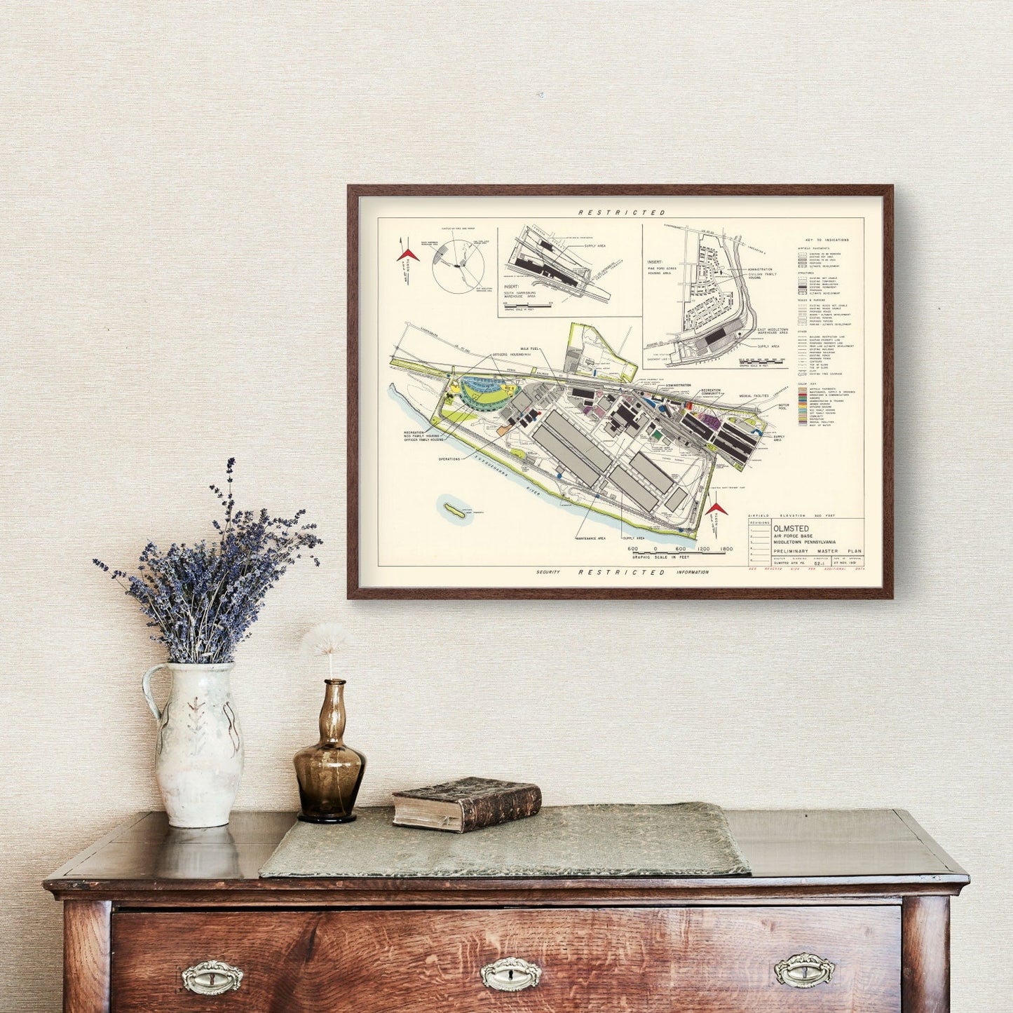 Vintage Map of Olmsted Air Force Base, 1951
