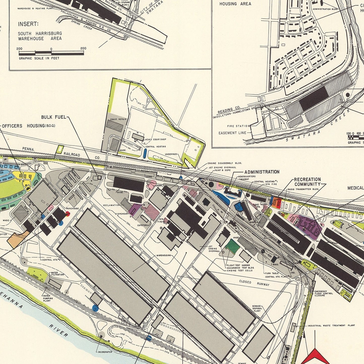Vintage Map of Olmsted Air Force Base, 1951