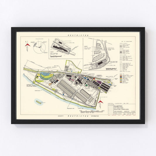 Vintage Map of Olmsted Air Force Base, 1951