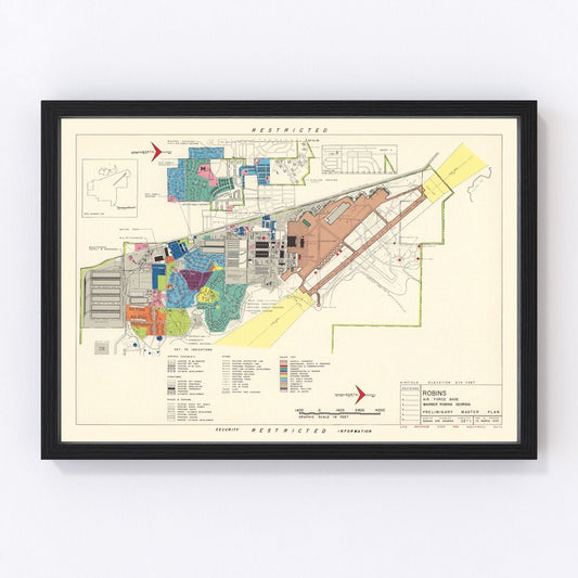 Vintage Map of Robins Air Force Base, 1952
