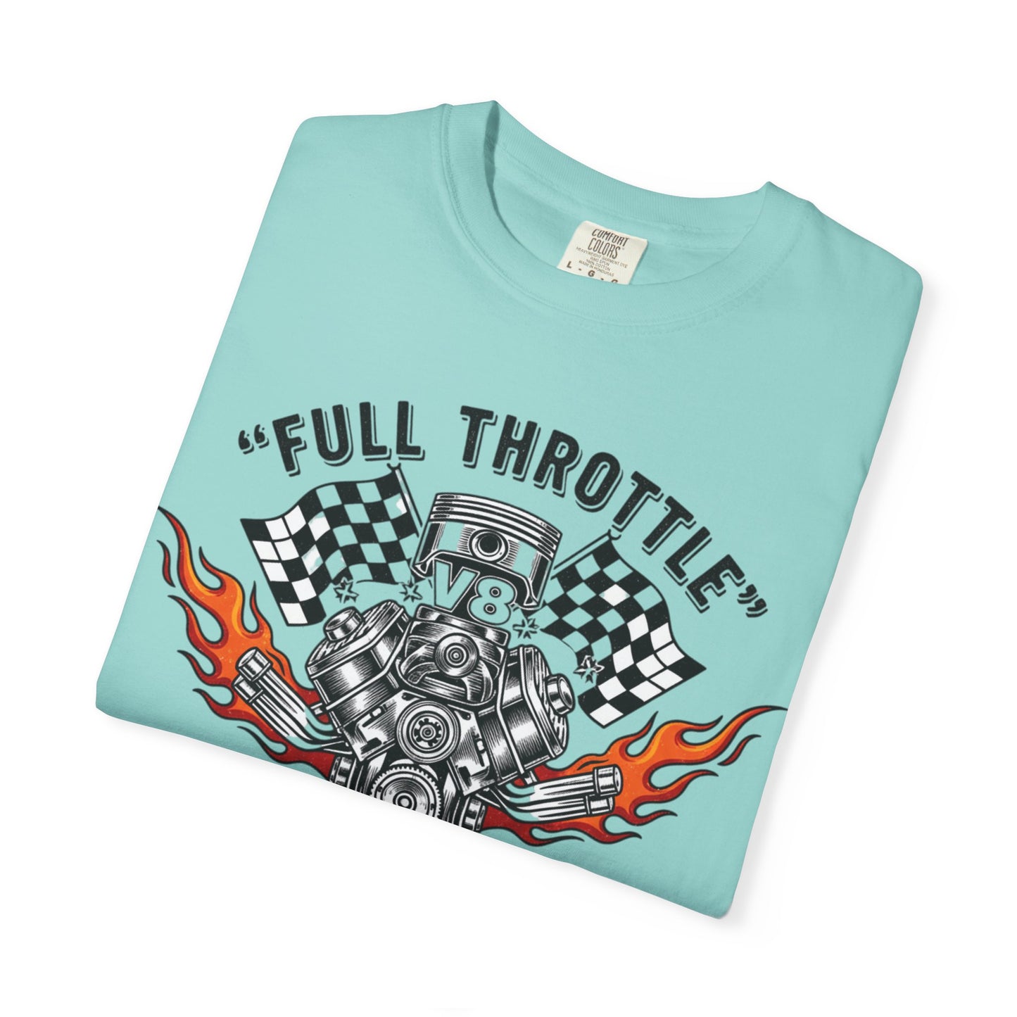 Full Throttle V8 Engine T-shirt | Racing Flags, Flames
