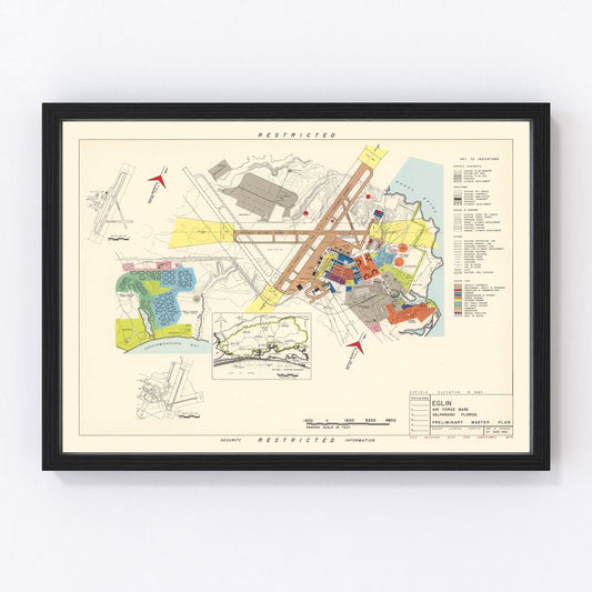 Vintage Map of Eglin Air Force Base, 1952