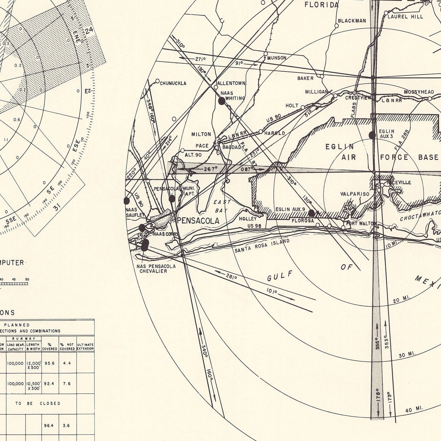 Vintage Map of the Eglin Air Force Base Vicinity, 1952