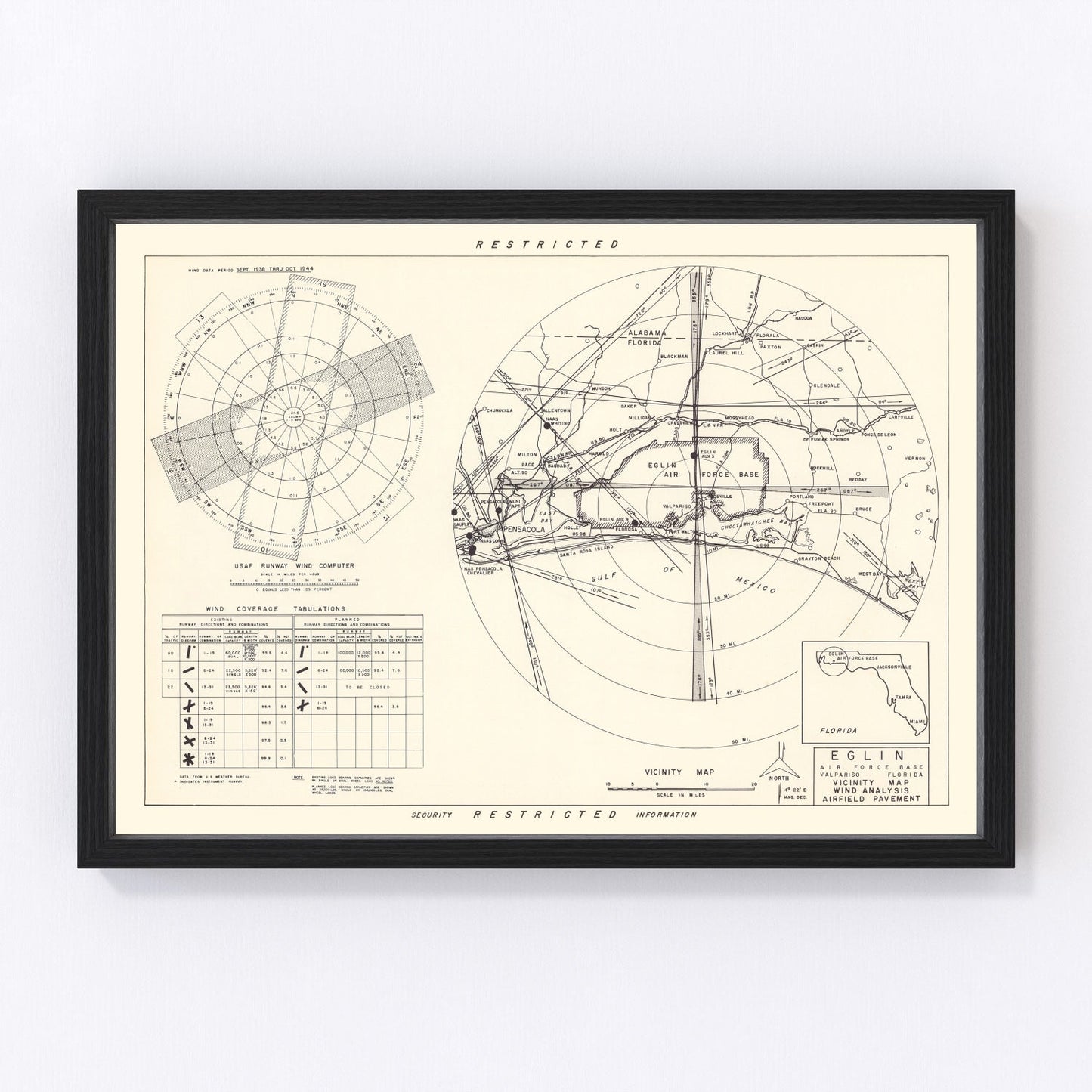 Vintage Map of the Eglin Air Force Base Vicinity, 1952
