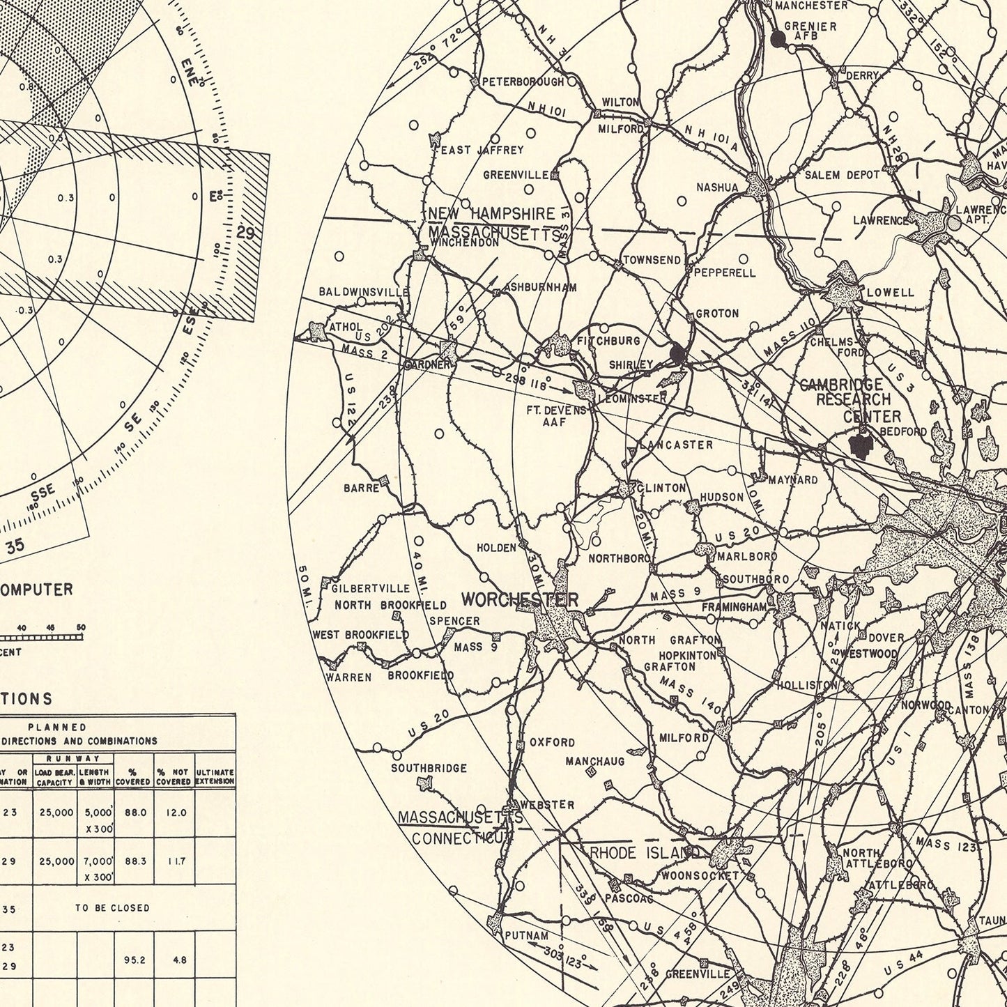 Vintage Map of the Cambridge Research Center Vicinity, 1952