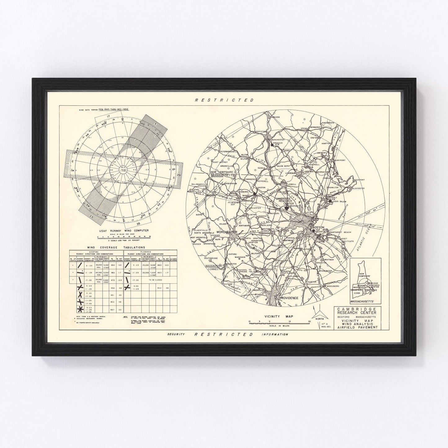 Vintage Map of the Cambridge Research Center Vicinity, 1952