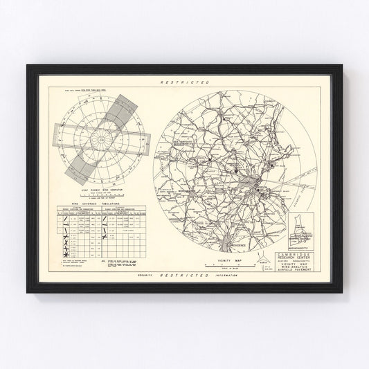 Vintage Map of the Cambridge Research Center Vicinity, 1952