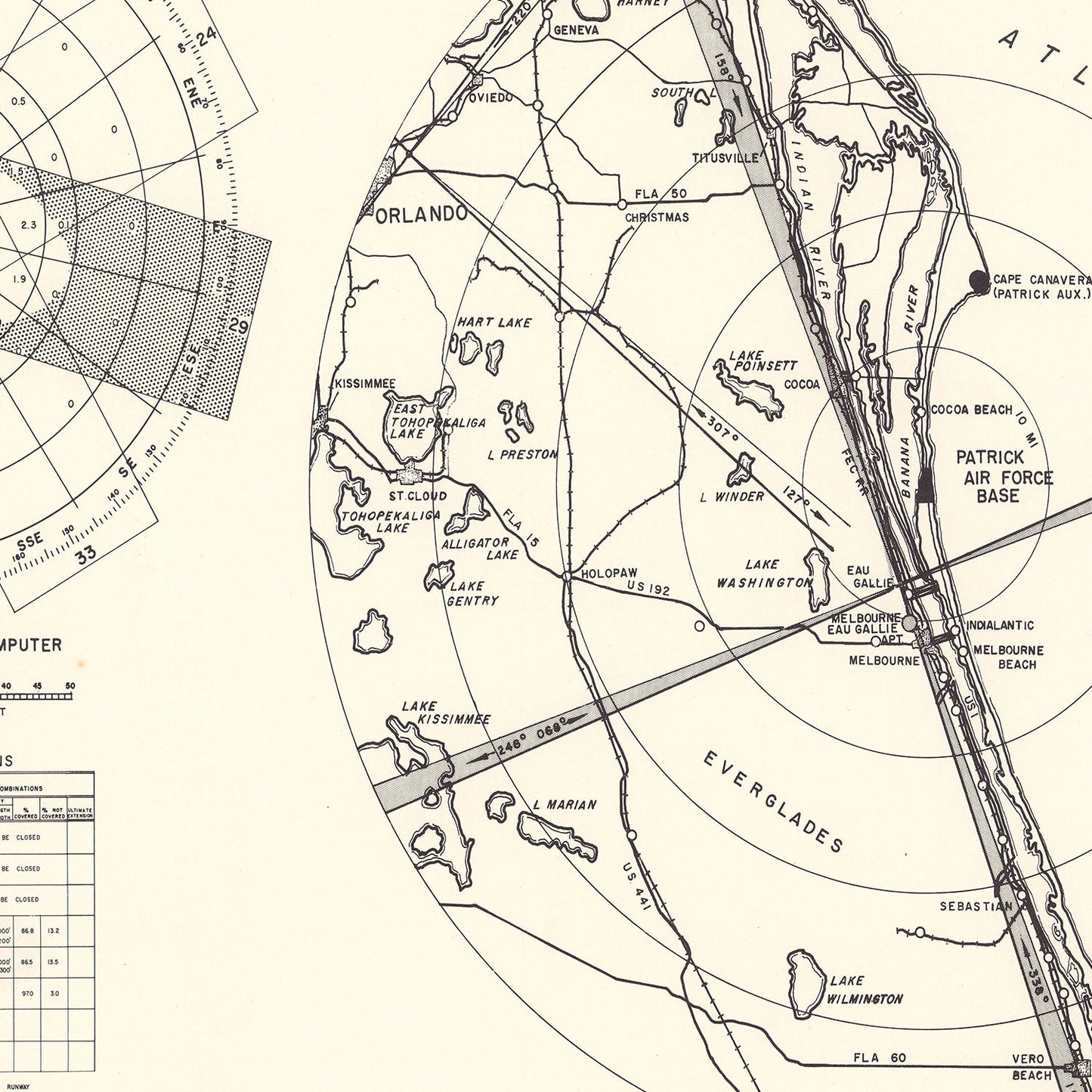 Vintage Map of the Patrick Air Force Base Vicinity, 1952