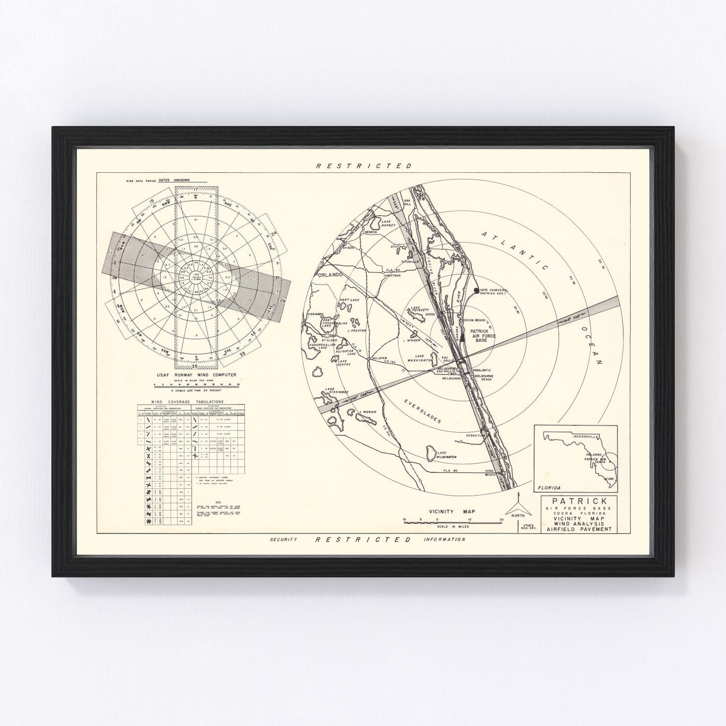 Vintage Map of the Patrick Air Force Base Vicinity, 1952