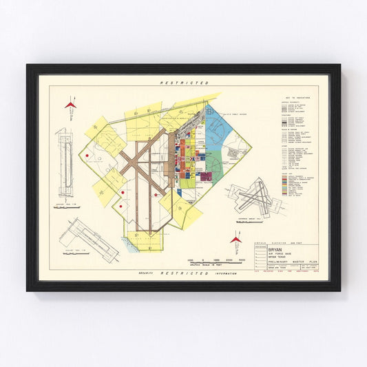 Vintage Map of Bryan Air Force Base, 1951