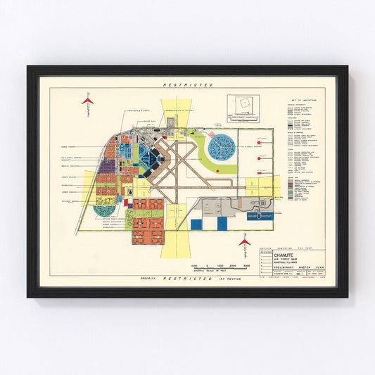 Vintage Map of Chanute Air Force Base, 1951