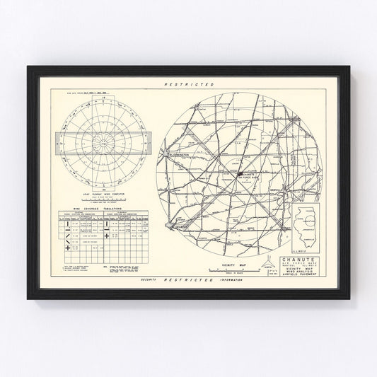 Vintage Map of the Chanute Air Force Base Vicinity, 1951