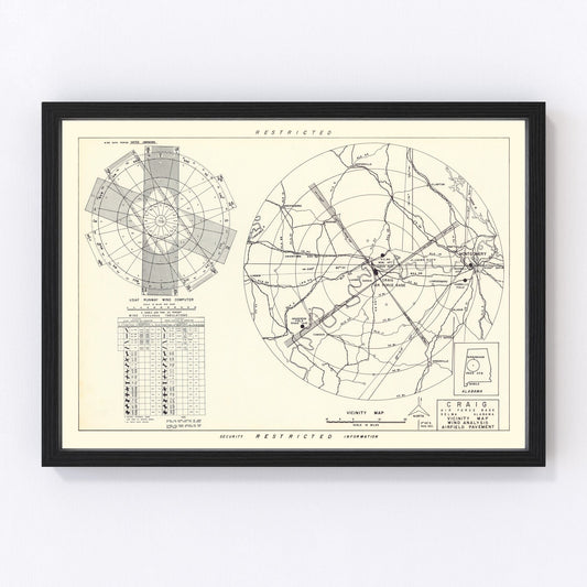 Vintage Map of the Craig Air Force Base Vicinity, 1950