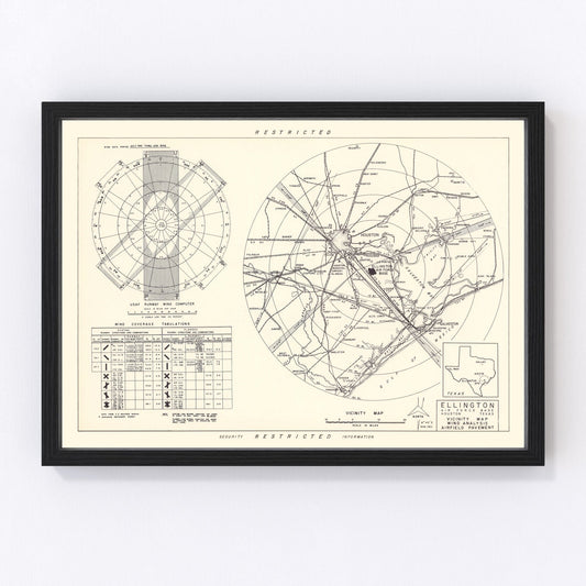 Vintage Map of the Ellington Air Force Base Vicinity, 1953