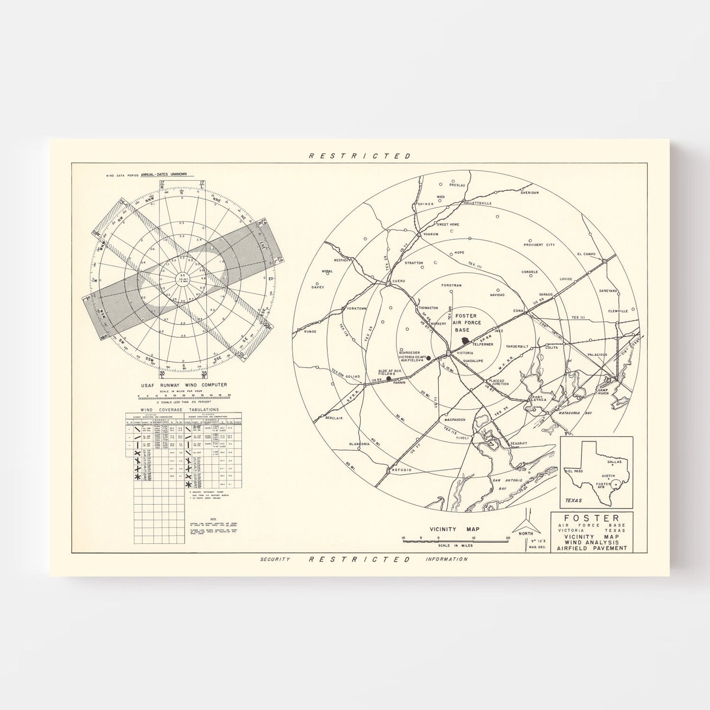 Vintage Map of the Foster Air Force Base Vicinity, 1951